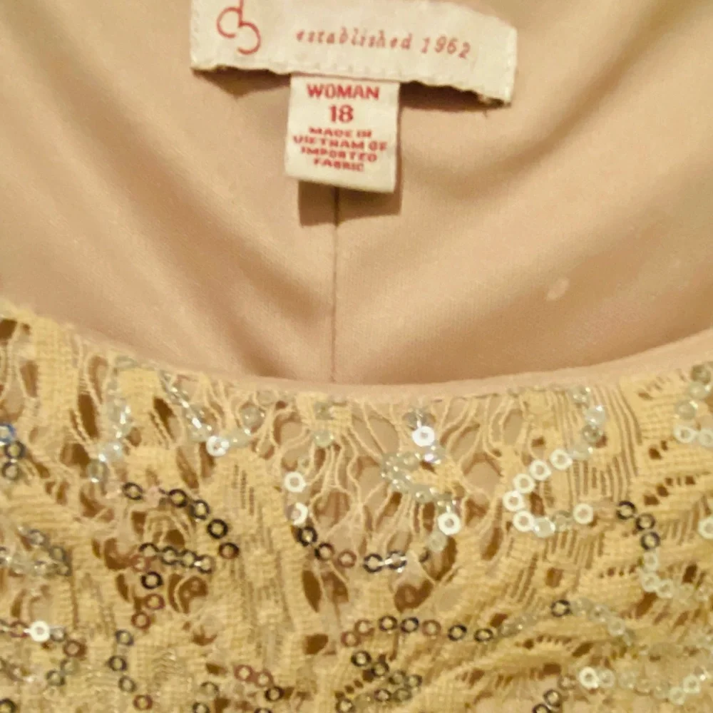 Dress Barn Gold Asymmetrical Sequin Dress - Picture 2 of 9